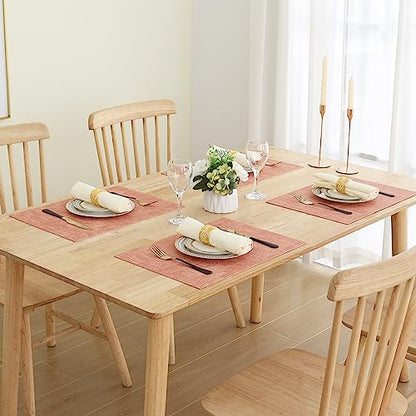 Homaxy PU Faux Leather Placemats for Dining Table, Set of 6, Pink - color: Pink