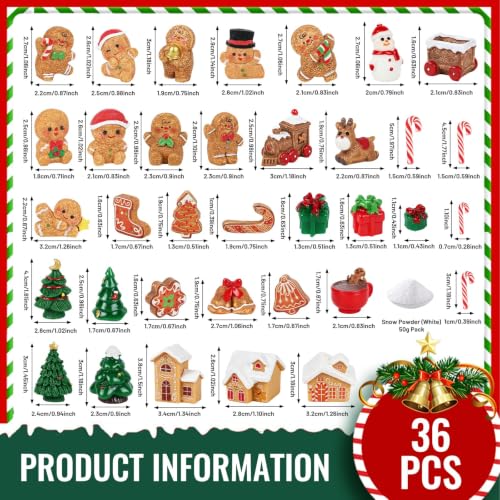 36 PCS Christmas Gingerbread Mini Figurines Tiny Resin Miniature Decoration - color: Christmas Gingerbread