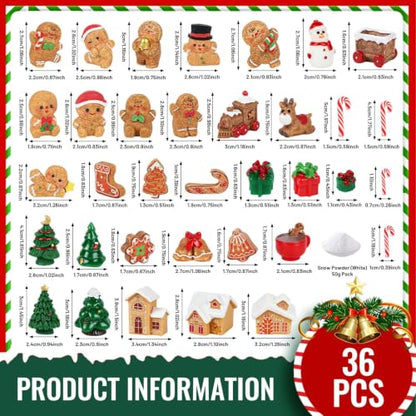 36 PCS Christmas Gingerbread Mini Figurines Tiny Resin Miniature Decoration - color: Christmas Gingerbread