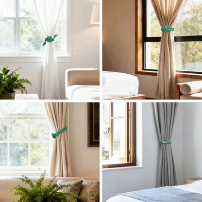 NICEEC Natural Cotton Rope Magnetic Curtain Tiebacks, 2 Pack, Green - color: Green, size: 2 Pack