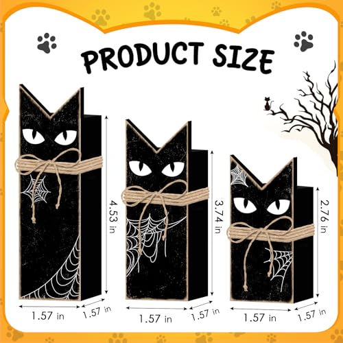 Britimes Halloween Black Cat Tray Decor, 3 Pack, Wooden - style: Black Cat