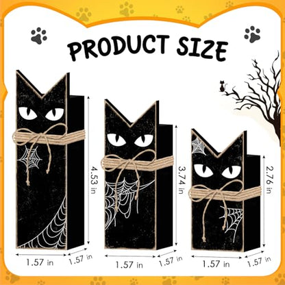 Britimes Halloween Black Cat Tray Decor, 3 Pack, Wooden - style: Black Cat