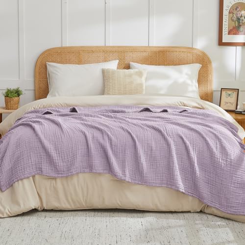EMME Muslin Cotton Blanket Adults Heather Lavender Throw XL 50"x70" - color: 11 - Lavender, size: Large Throw (50" X 70")