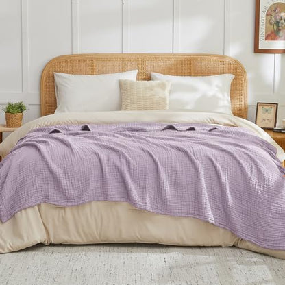 EMME Muslin Cotton Blanket Adults Heather Lavender Throw XL 50"x70" - color: 11 - Lavender, size: Large Throw (50" X 70")