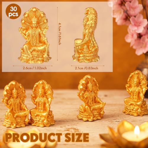 Yalikop 30 Pcs Mini Gold Vishnu Figurines Bulk, 1.6" Small Hindu God Statue - style: Vishnu