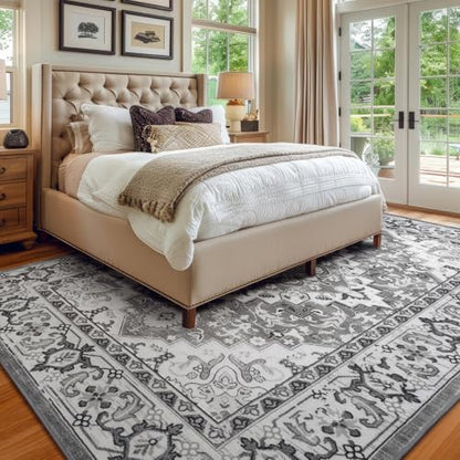 Lessymo Area Rugs 7x10 for Living Room, Washable Rugs Non-Slip, Grey White - color: Grey Beige, size: 7' x 10' (Rectangular)