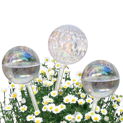 Glass Plant Watering Globes, Water Plants While Away Slow Self Watering Planter Insert Bulbs for Outdoor Indoor Plants, Vacation Plant Watering System Devices (Iridescent Medium 3-Pack) - color: Iridescent Medium 3-pack