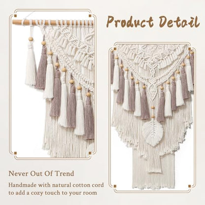 Dremisland Macrame Wall Hanging Large Boho Woven Wall Tapestry Handmade - color: Beige-Large