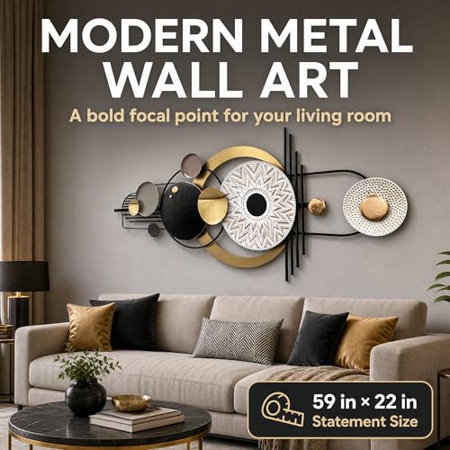 JFUJFU Large Modern 3D Wall Art Metal Sculpture for Home & Office - color: Black & White