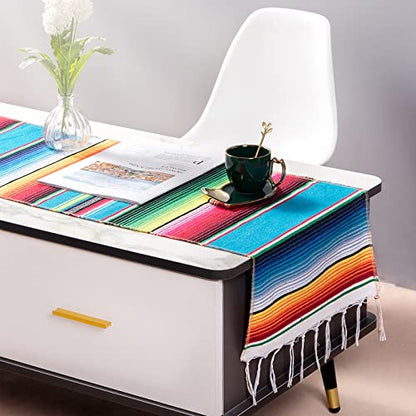 Mexican Table Runner 8 Pack, 14 x 84 in Serape Fiesta Party Decor - style: Mexican Table Runner 8Pack