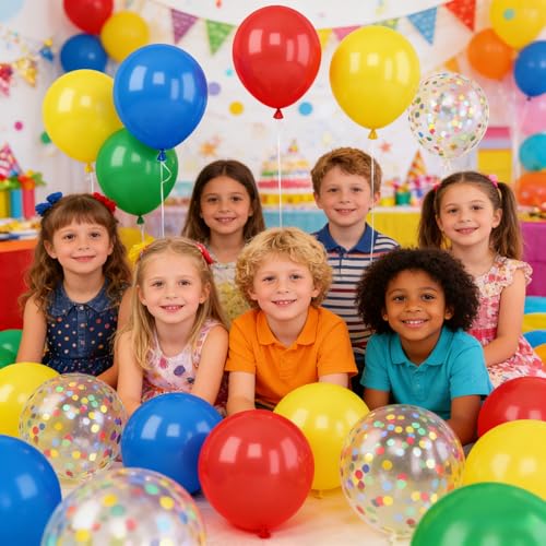 Red Blue Yellow Green Balloons 12 Inch Rainbow Colorful Latex Party Balloon - color: Red Blue Yellow Green