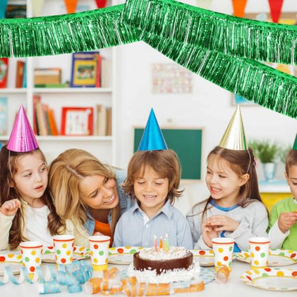 BEISHIDA Green Fringe Garland Banner 3Pack 30ft Wall Tinsel Foil Streamers - color: Green