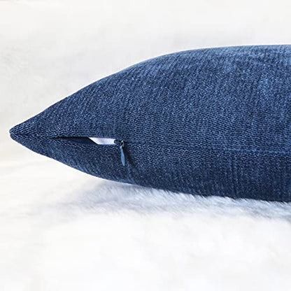 Slow Cow Chenille Lumbar Throw Pillow Cover 12 x 24 Inches Navy Blue - color: D-chenille Navy Blue, size: 24" x 12" (Pack of 1)
