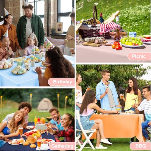 NatNarr 6 Pcs Plastic Light Pink Tablecloths, Scalloped Table Cloths - color: Light Pink, size: 6 Pack