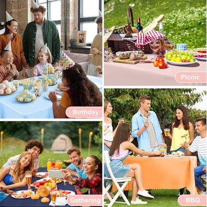 NatNarr 6 Pcs Plastic Light Pink Tablecloths, Scalloped Table Cloths - color: Light Pink, size: 6 Pack