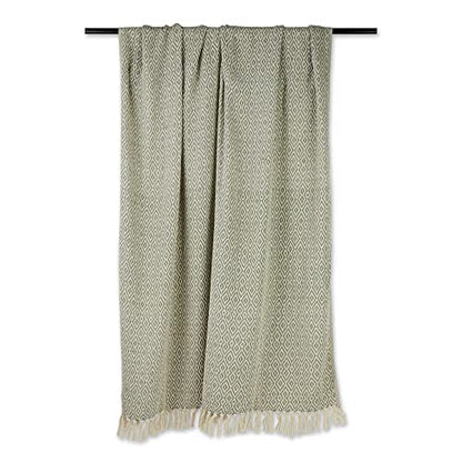 DII Rustic Farmhouse Double Diamond Woven Throw, 50x60, Artichoke Green - color: Artichoke Green, size: 50x60"