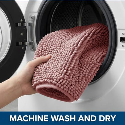Bathroom Rugs Sets 2 Piece,Super Absorbent Chenille Bath Mats and U-Shaped Toilet Rug,Strong PVC Non Slip Backing,Microfiber Washable Dry Quickly Bath Mats for Bathroom(20"x32"+20"x20"U, Dusty Rose) - color: Dusty Rose
