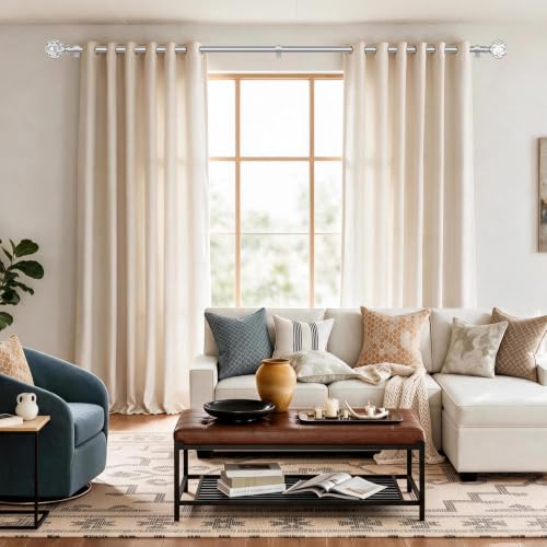 KAMANINA Silver Curtain Rods for Windows 32-58 Inch Heavy Duty Drapery Rod - color: Silver, size: 32-58"(2 pack)