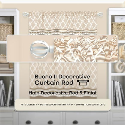 Buono II Halo White Rod & Finial, 48-86 in, for Windows, Finials - size: 48-86, style: Halo White