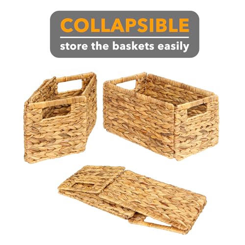SpaceAid 6 Pack Wicker Basket, Storage Baskets for Organizing, Woven Rattan Basket with Handles for Shelves, Water Hyacinth Large Cube Organizer Storage Bin, 13x8.2x7 inch, Natural - size: 6-Pack, 13x8.2x7in
