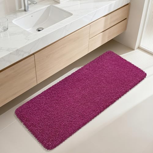 Bathroom Runner Rug 60"x24", Non Slip Long Bath Mat, Burgundy - color: Burgundy, size: 60" x 24" (Rectangular)