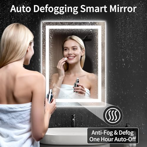 24"x32" LED Bathroom Mirror with Lights, Dimmable, Anti-Fog, Lighted Bathroom Vanity Mirror for Wall, Backlit + Front Lit, Memory Function, Shatter-Proof, Tempered Glass - size: 32"L x 24"W
