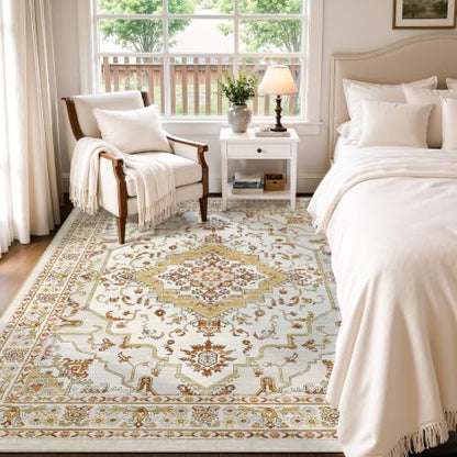 Arenarug 3x5 Washable Area Rug for Bedroom, Khaki Rusty Yellow - color: Khaki Rusty Yellow, size: 3' x 5' (Rectangular)