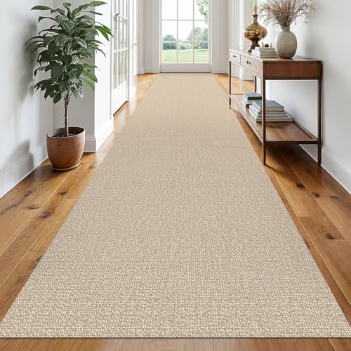 EARTHALL Washable Runner Rug, Non Slip Hallway Runner, 3x20 Ft, Sand/Beige - color: Sand/Beige, size: 3' x 20' (Rectangular)