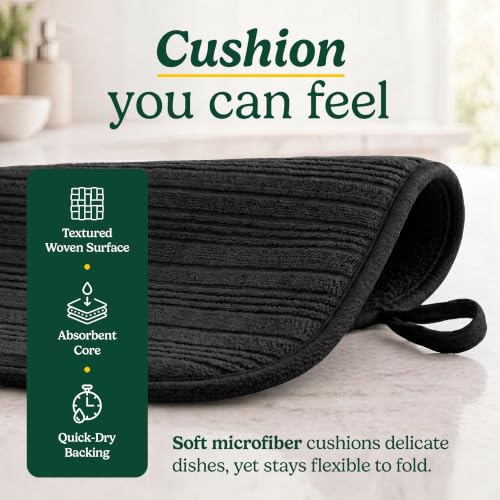 Cuisinart Dish Drying Mat for Kitchen Counter, 2-Pack XL 18"x24" - color: Horizontal stripes Black