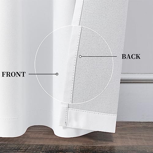 KEQIAOSUOCAI Pure White 100% Blackout Linen Curtains 96 Inches Long 2 Panels for Bedroom,Modern Farmhouse Full Black Out Room Darkening Thermal Insulated Window Curtain Panels W50 x L96 Inch Length - color: Pure White, size: 50"W x 96"L (Pack of 2)