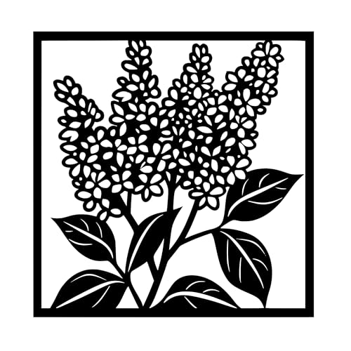 Metal Wall Decor | 17'' x 17'' x 0.05'' Lilac Art Themed Wall Decorations | Handmade Indoor and Outdoor Wall Art (17'' x 17'', Lilac, Black) - size: 17'' x 17'', style: Lilac