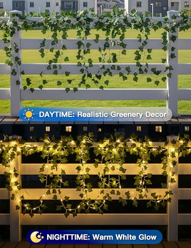 suddus Solar Ivy String Lights, 33ft 100 LED Vines with Lights Warm White - color: Ivy, size: 33Ft*1pack