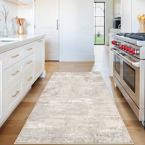 Living Room Area Rugs 4x5 - Modern Abstract Washable Bedroom Rugs with Non Slip Backing Soft Low Pile Carpet for Kitchen Office Nursery Indoor Home Decor Floor Mat for Bathroom 4x5 Beige - color: Beige, size: 4' x 5' (Rectangular)