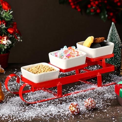 Nuogo 4 Pcs Christmas Sleigh Serving Bowl 3 Tiered Serving Dish, Classic - style: Classic