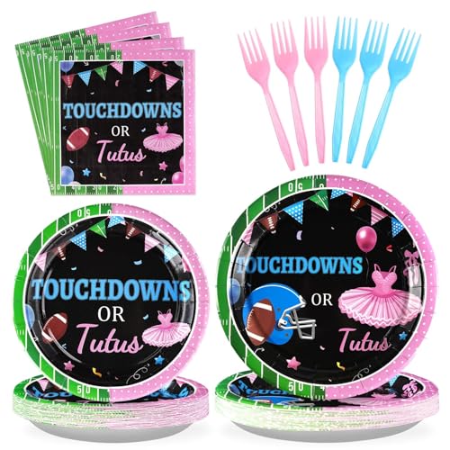Grencian 96Pcs Football Gender Reveal Party Decorations for Baby, Serves 24 - style: Football Gender Reveal Kit