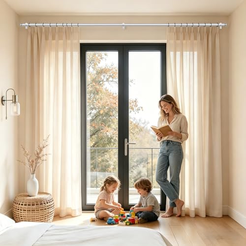 TONIAL Curtain Rods for Windows, 32 to 58 Inch, Silver, Single Drapery Rod - color: Silver, size: 32-58"