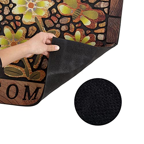 Durable Door Mat Welcome Mat Indoor Outdoor,17x30 Inch Heavy Duty Non-Slip Rubber Front Door Mat Outside Entrance Rug,Apply to Home High Traffic Area, Patio, Farmhouse，Entryway Floor Mats - size: 1'6" x 2'6" (Rectangular)