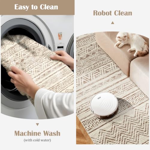 Ksrau 3x3 Square Area Rug Washable: Non Slip Living Room Floor Mat Beige - color: Beige, size: 3' x 3'(square)