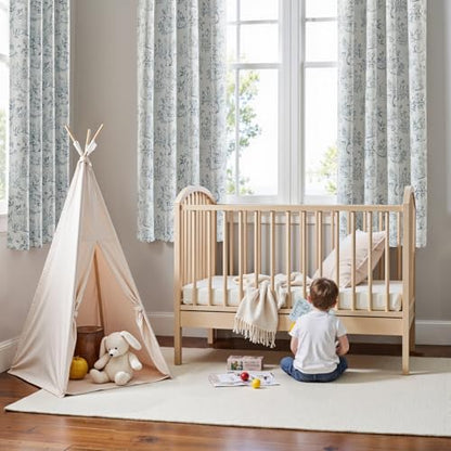 jinchan Blue Blackout Curtains W38xL63 Woodland Back Tab 2 Panels - color: Blue on Beige, size: 38"W x 63"L (Pack of 2)