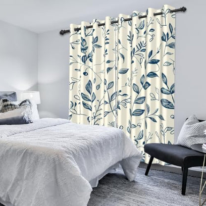 Botanical Blackout Curtains for Bedroom 84 Inches Long - color: Botanical-a