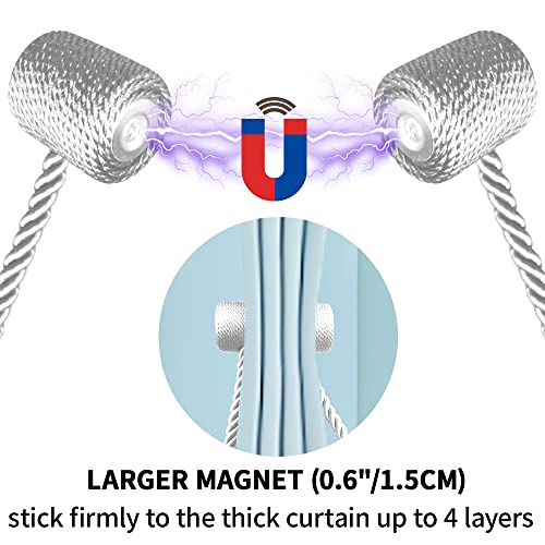 18 Inch Strong Magnetic Curtain Tiebacks, Curtain Holdbacks Modern Upgrade Strong 2021 New Twisted Style Decorative Drapery Rope Tie Backs(2 Pack White) - color: White