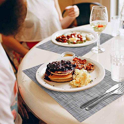 GIVERARE Placemats Set of 4, Heat-Resistant Woven Vinyl Place Mat, Non-Slip Washable PVC Table Mats, Easy to Clean Premium Plastic at for Dining, Kitchen Table (Smoky Gray) - color: Smoke Gray