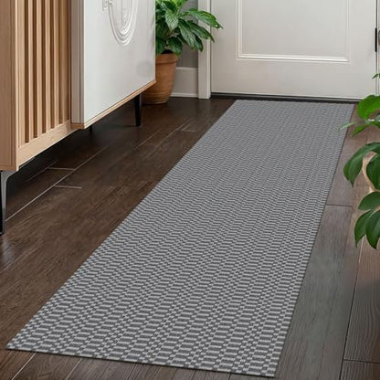 KOZYFLY 2x5 Runner Rug, Washable Non Slip Woven Kitchen Hallway Rug, Grey - color: Charcoal Grey/Dark Grey, size: 2' x 5' (Rectangular)