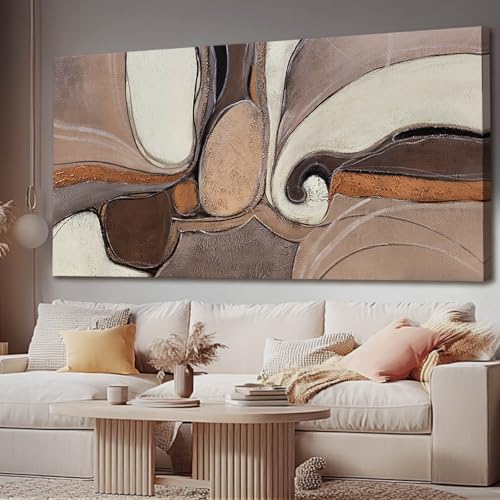 YETHEN WAL Large Neutral Abstract Wall Art Organic Swirl Home Decor Aesthetic Canvas Prints for Bedroom Entryway Living Room 29x58 Inch - color: Brown, size: 58"L x 29"W