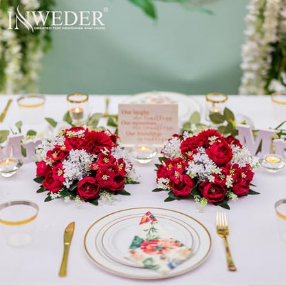 Flower Balls Centerpieces for Tables: Crimson Silk Rose, 10Pcs - color: Crimson, size: 10 PCS