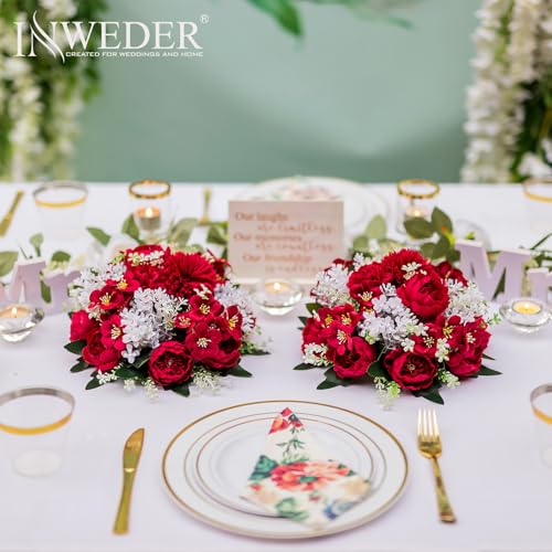 Flower Balls Centerpieces for Tables: Crimson Silk Rose, 10Pcs - color: Crimson, size: 10 PCS