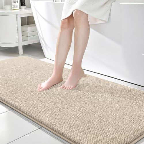 OLANLY Memory Foam Bathroom Runner Rugs 70x24, Absorbent Long Mat, Beige - color: Beige, size: 70" X 24"