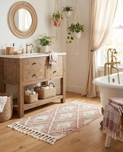 Rugs.com Boho Collection Rug – 2x3 Pink Medium-Pile Rug Perfect for Entryways, Kitchens, Breakfast Nooks, Accent Pieces - color: Pink, size: 2' x 3' Rectangular