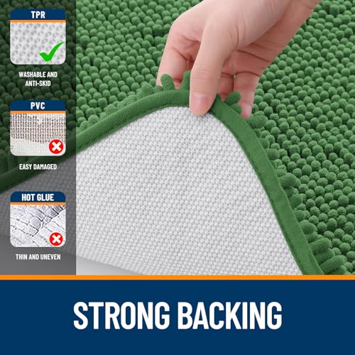 OLANLY Toilet Rugs U-Shaped 20x20, Soft Absorbent Chenille Contour Rugs - color: Olive Green, size: 20" X 20" Contour Rug