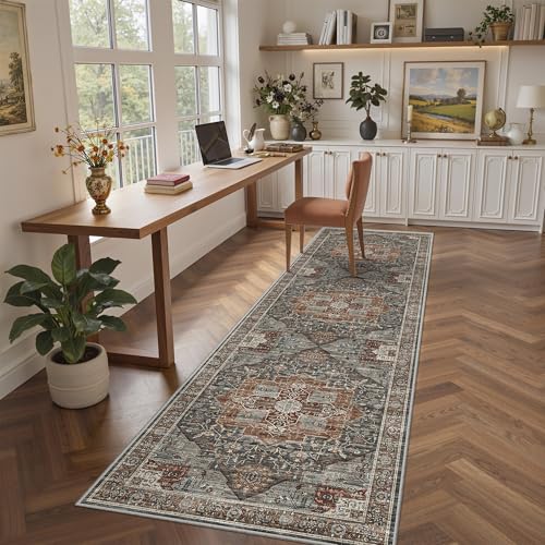 Roxstand Washable 2.6x8 Hallway Runner Rug, Grey/Brown/Tan - color: Grey/Brown/Tan, size: 2'6" x 8' (Runner)